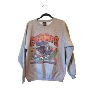 Vintage Starter Heathered Grey 1997 Denver Broncos Champs Sweatshirt Size  L